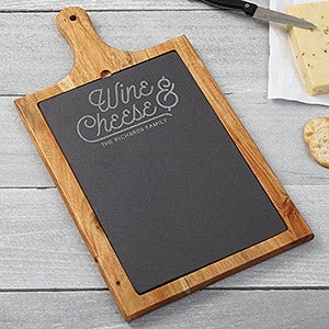 Wine & Cheese Personalized Slate & Wood Paddle - 15958