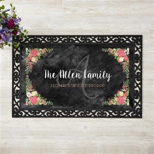 Personalized Doormat - Black Floral Welcome - 20x35 - 15969-M