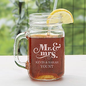The Happy Couple Etched Glass Mason Jar - 16000
