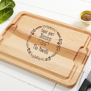 Count Your Blessings Personalized Hardwood Cutting Board- 12x17 - 16053