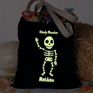 Glow-In-The-Dark Skeleton Personalized Treat Bag - 16106