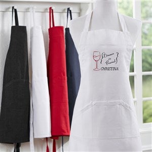Dinner Is Poured Embroidered White Apron - 16151-W