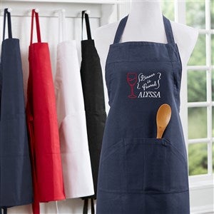 Dinner Is Poured Embroidered Navy Apron - 16151-N