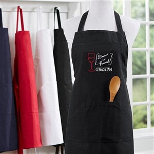Dinner Is Poured Embroidered Black Apron - 16151