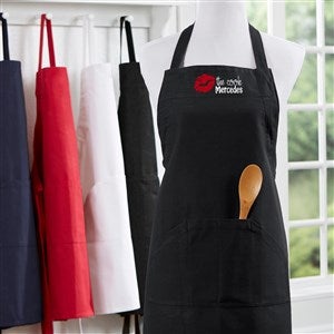 Kiss The Cook Embroidered Black Apron - 16152-B
