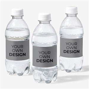 Design Your Own Personalized Water Bottle Labels - Set of 24 - Grey - 16231-GY