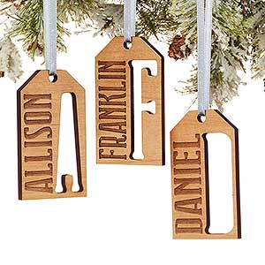 Family Personalized Natural Wood Gift Tag Ornament - 16235