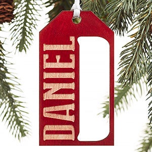Family Personalized Red Wood Gift Tag Ornament - 16235-R