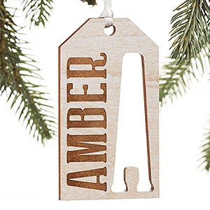 Family Personalized Whitewash Wood Gift Tag Ornament - 16235-W