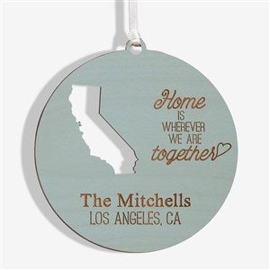 State of Love Personalized Blue Stain Wood Ornament - 16236-B