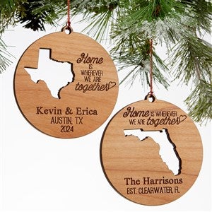 State of Love Personalized Natural Wood Ornament - 16236