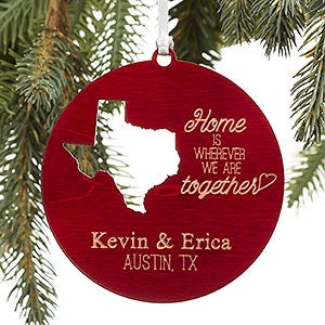 State of Love Personalized Red Wood Ornament - 16236-R