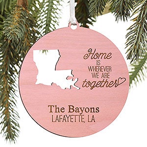 State of Love Personalized Pink Stain Wood Ornament - 16236-P