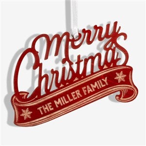 Merry Christmas Personalized Red Wood Ornament - 16237-R
