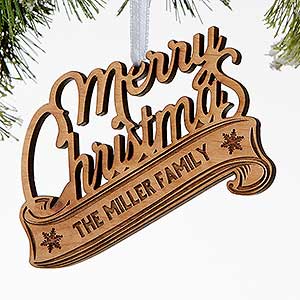 Merry Christmas Personalized Natural Wood Ornament - 16237