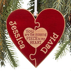 Perfect Match Personalized Red Wood Ornament - 16240-R