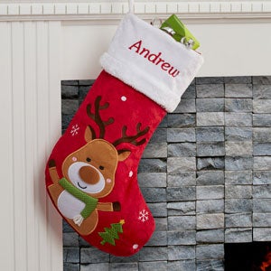 Santa Claus Lane Personalized Stocking-Reindeer - 16275-R