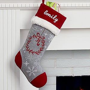 Wreath Wintertime Wishes Personalized Christmas Stocking - 16280-W