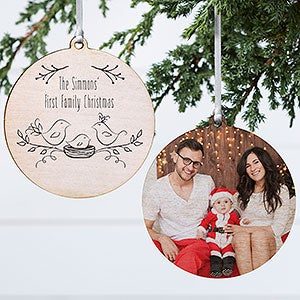 Our First Family Christmas Personalized Wood Photo Ornament - 16295-2W