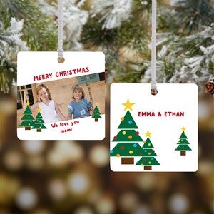 Holiday Hugs & Kisses Personalized Photo Ornament - 2 Sided Metal - 16298-2M