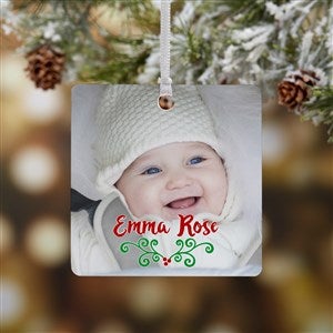 Baby's 1st Christmas Photo Square Ornament- 2.75