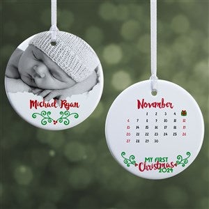 Personalized Photo Baby Christmas Ornament - Babys 1st Christmas Calendar - 2-Sided - 16322-2