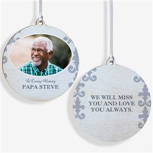 In Loving Memory Photo Memorial Ornament For Him - 2 Sided Wood - 16333-2W