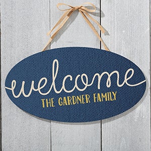 Home Greetings Personalized Oval Wood Sign - 16346