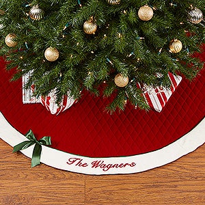 Winter Classic Personalized Quilted Tree Skirt w/Bow - 16349