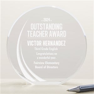 Outstanding Teacher Personalized 6" Premium Crystal Award - 16401-L