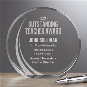 Outstanding Teacher Personalized 4" Premium Crystal Award - 16401