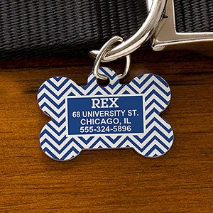 Chevron Personalized Pet ID Tags - Dog Bone - 16409-B