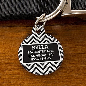 Chevron Personalized Pet ID Tag - Circle - 16409-C