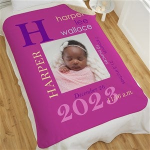 All About Baby Girl Personalized 60x80 Sherpa Photo Blanket - 16469-SL