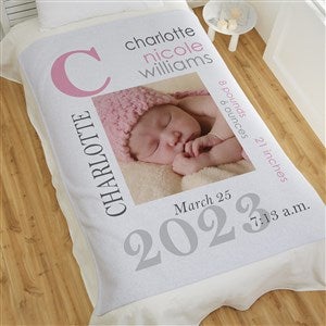 All About Baby Girl Personalized 50x60 Sweatshirt Photo Blanket - 16469-SW