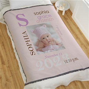 All About Baby Girl Personalized 56x60 Woven Photo Throw - 16469-A