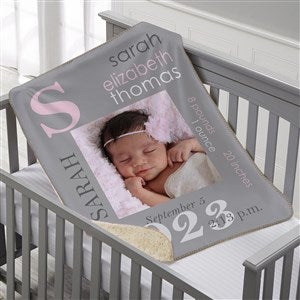All About Baby Girl Personalized 30x40 Sherpa Photo Baby Blanket - 16469-BS