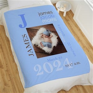 All About Baby Boy Personalized 60x80 Fleece Photo Blanket - 16485-L