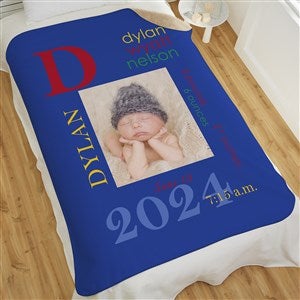 All About Baby Boy Personalized 60x80 Sherpa Photo Blanket - 16485-SL