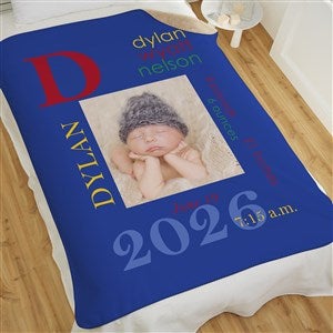 All About Baby Boy Personalized 60x80 Sherpa Photo Blanket - 16485-SL