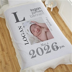 All About Baby Boy Personalized 50x60 Sweatshirt Photo Blanket - 16485-SW
