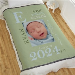 All About Baby Boy Personalized 56x60 Woven Photo Throw - 16485-A