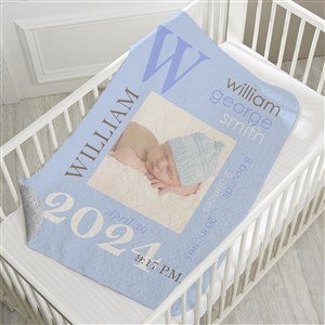 All About Baby Boy Personalized 30x40 Quilted Photo Blanket - 16485-SQ