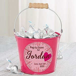 Hugs & Kisses Personalized Mini Treat Bucket - Pink - 16510-P