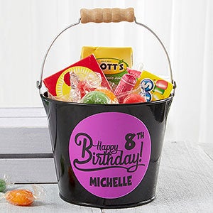 Birthday Treats Personalized Black Mini Metal Bucket - 16512-B