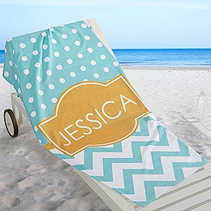 Preppy Chic Personalized 30x60 Beach Towel - 16526