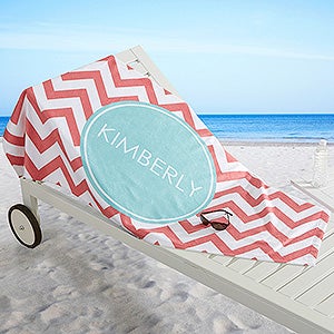 Preppy Chic Personalized 35x72 Beach Towel - 16526-L