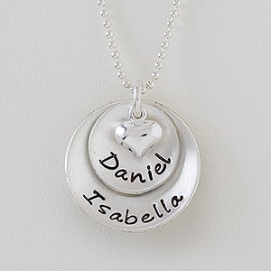Personalized Stackable Round Disc Necklace - 2 Disc - Layered Love - 16539D-2