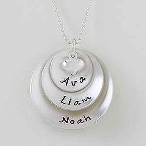 Round Disc Personalized Stackable Necklace - Layered Love - 3 Disc - 16539D-3