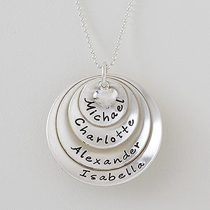 Personalized Necklaces - Layered Love Stackable Round Discs - 4 Names - 16539D-4